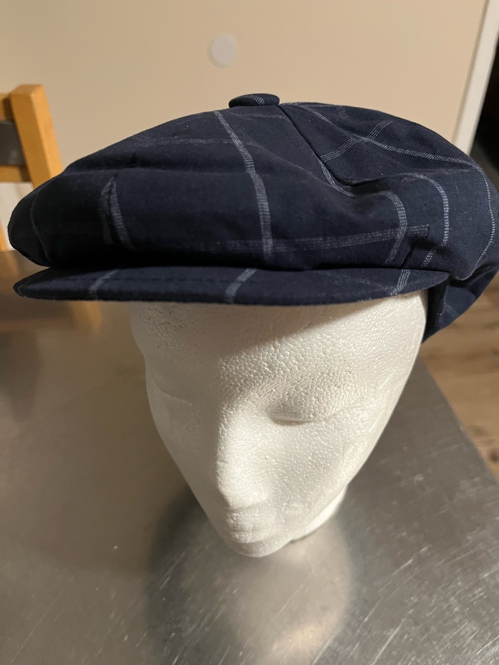 VTG Seifter Associates by Framar S.r.i 80’s Navy Windowpane plaid Newsboy Cap